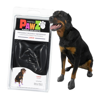 PawZ Rubber Dog Boots, 12 Boots, Black