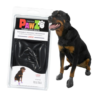 PawZ Rubber Dog Boots, 12 Boots, Black