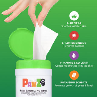 PawZ SANIPAW® Unscented, Odor-Eliminating Paw Wipes for Dogs