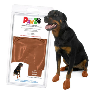PawZ Rubber Dog Boots, 12 Boots, Teak Brown