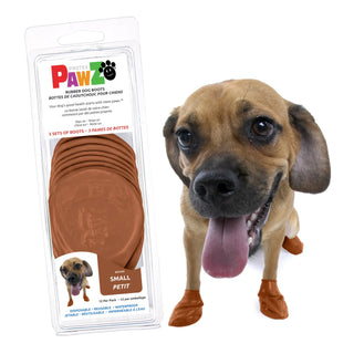PawZ Rubber Dog Boots, 12 Boots, Teak Brown